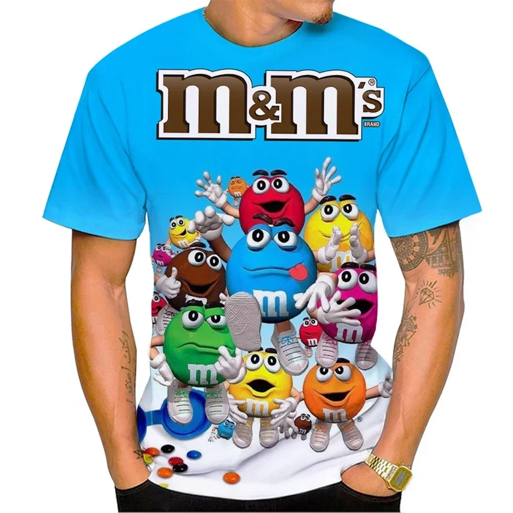 M&m's Chocolate Beans 3D Printed T-shirt Fashion Casual Round Neck Men and Women Cute and Funny Short-sleeved Children Tees Tops