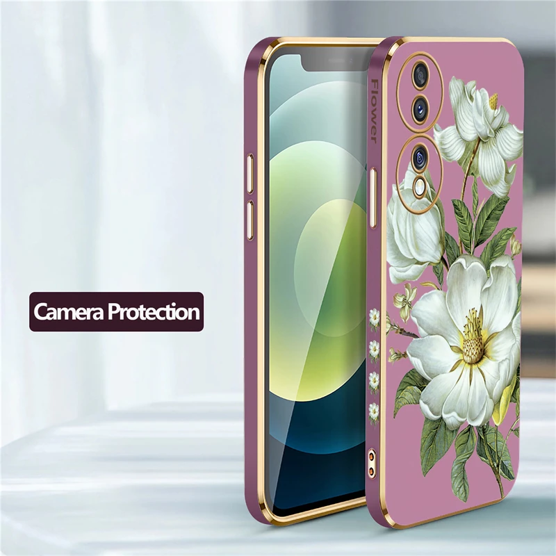 Etui na kwiaty dla Huawei Honor 70 20 50 X7A X9A X40 X9 Pro Y9 Y7 Prime 2019 Y8P Y7A Y6P Y9S luksusowa silikonowa miękka osłona