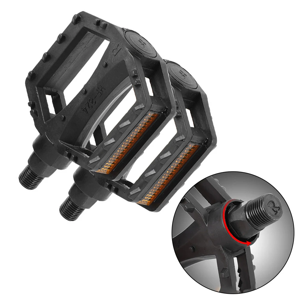 1 Pair Bike Pedals With Enhanced Foot Touch Area For American 12mm Metric 14mm Threaded For Bicycle Reflective Wheel Disc Pedals