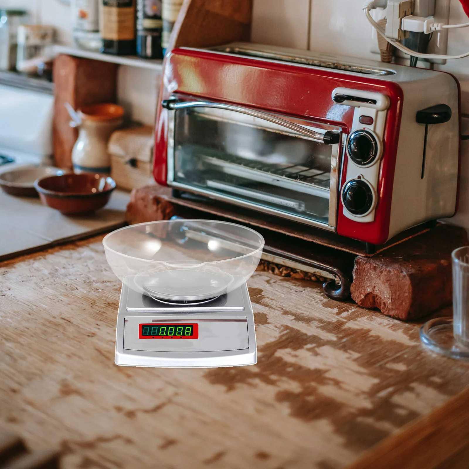 Bandeja de cocina para pesar platos, báscula electrónica con números, suministros para el hogar, taza de plástico