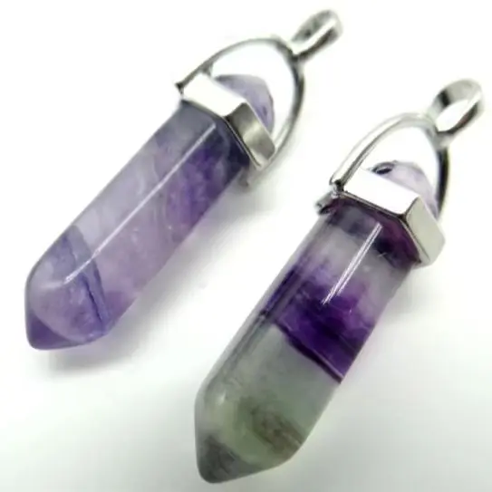 Natural stone fluorite Quartz Crystal Turquoises lapis tiger eye chakra pendant for diy Jewelry making necklace Accessories24pcs