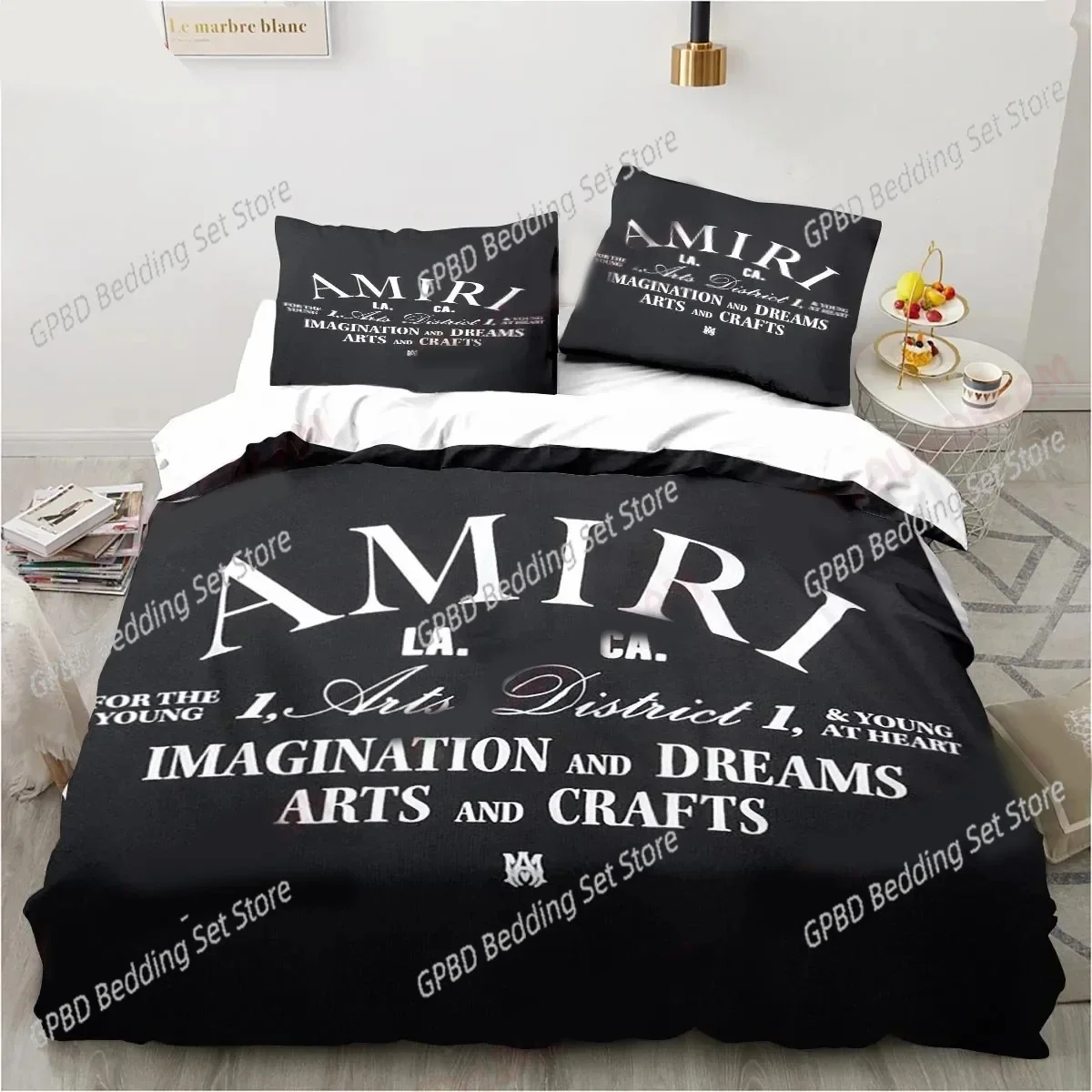 Logo Amiris Graffiti Pattern Bedding Set Duvet Cover Bed Set Quilt Cover Pillowcase Comforter king Queen Size Boys Adult Bedding