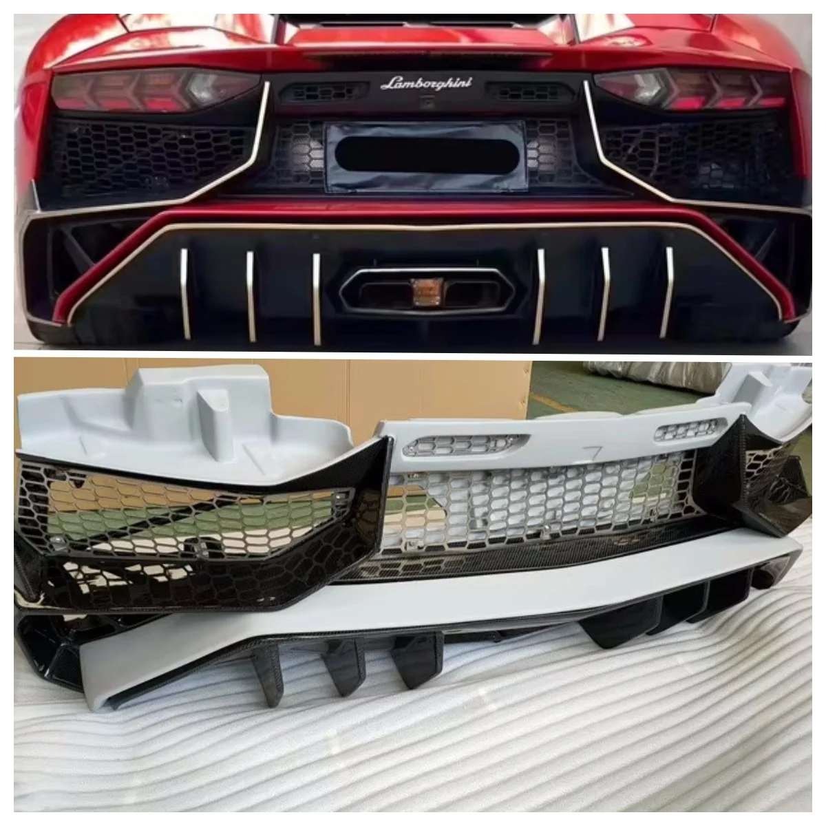 

Используется для Lamborghini Aventador LP700 720 750, обновленная модель SV, новый комплект заднего бампера из полууглеродного волокна с винтами в комплекте