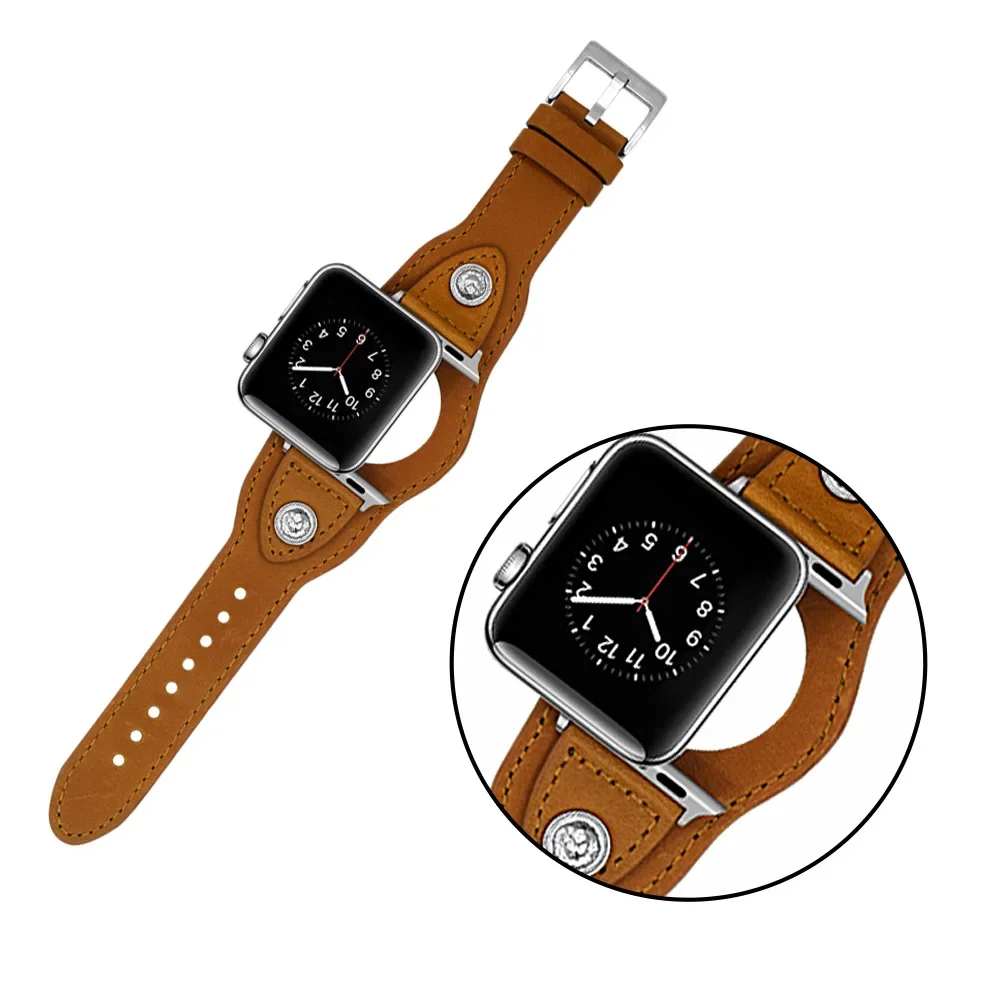 Leather strap Compatible with Apple watch band 44mm 42mm 40mm 38mm Luxury comfortable replacement strap for iwatch 7 6 5 4 3 SE