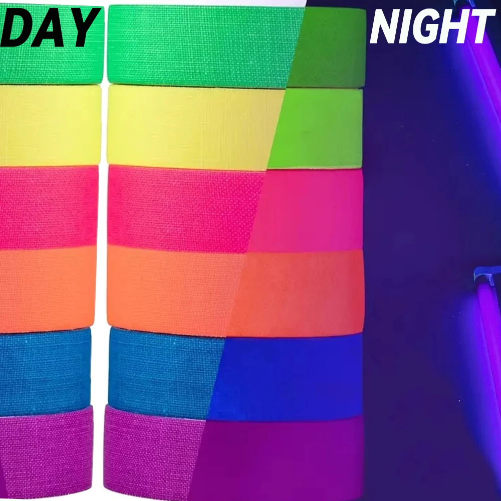 Cotton Glow Tapes Neon Gaffer Party Tape Self-Adhesive Luminous Reactive Cloth Stage Glow-in-the-dark Prop Wedding Home Decor