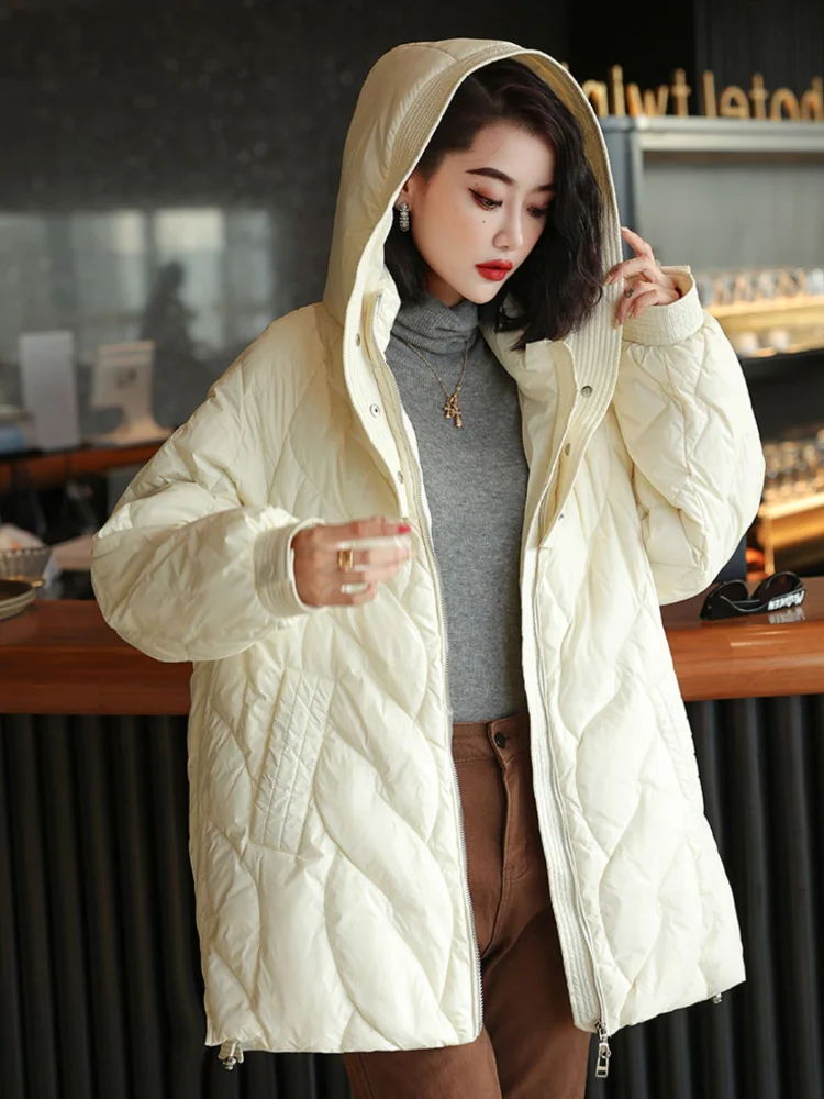 Winter Long Down Jacket Loose Hooded Warm Jacket Women\'s Down Jacket Thickened 90 Duck Down Street Fashion Leisure Parkas