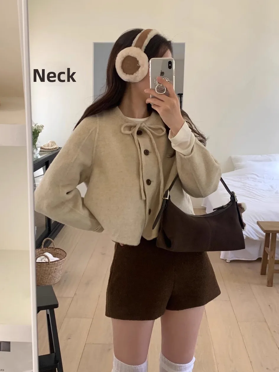 Thiened ort jas Camere geruite damesjas lente herfst winter knoop losse pasvorm lange Sve ronde Ne bovenkleding