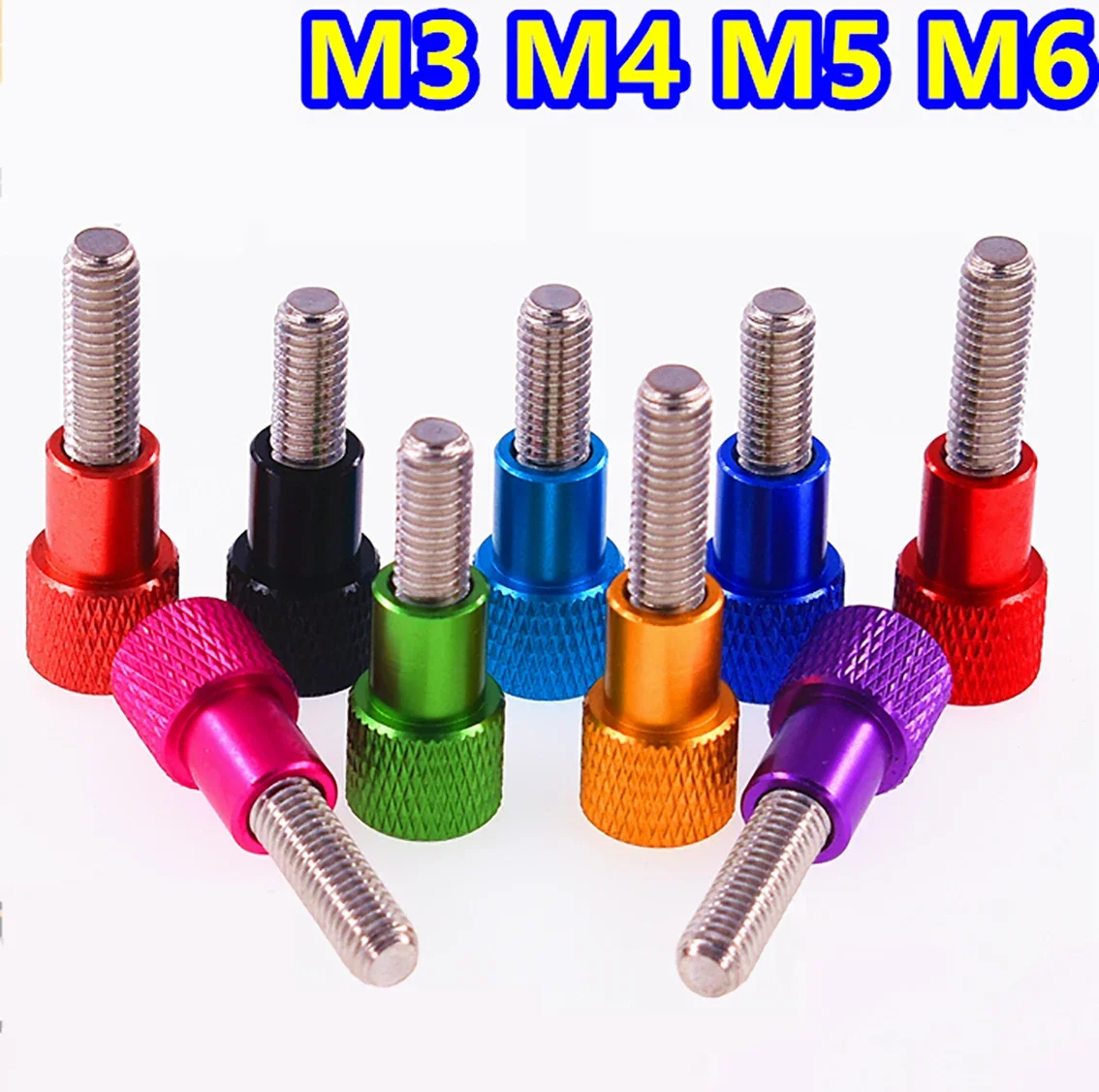 

1Pcs Colourful Thumb Screw M5 Aluminum Alloy+Stainless Steel Flat Head Knurled Hand Grip Knob Step Bolts