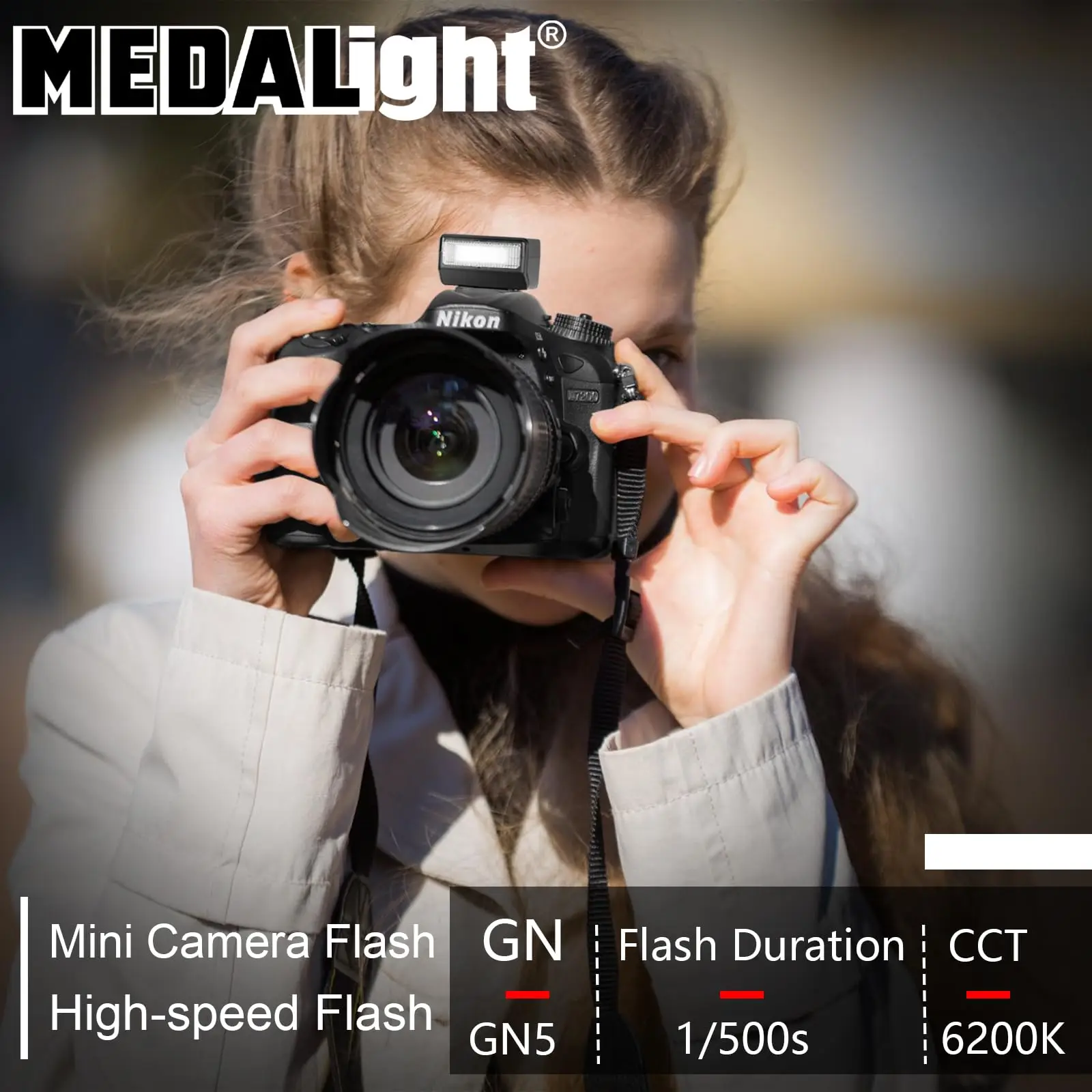 Medalight F1S Camera Flash for Ricoh (GR3/GR3X, etc.) Fuji/Sony/Nikon/Canon,Portable External Set-top Flash Universal Hot Shoe