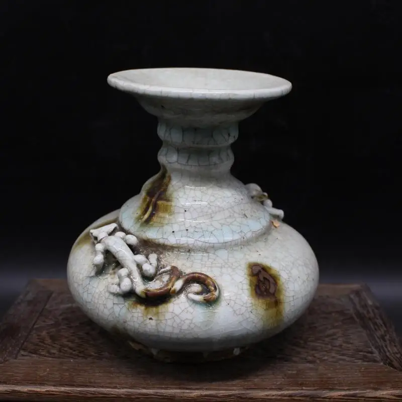 Chinese Song Hutian Kiln Crackle Porcelain Celadon Glaze Vase 5.83 inch