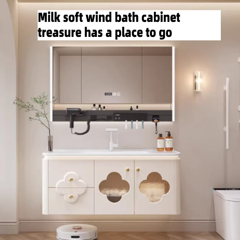 With Sink Shower Bathroom Cabinet Mirror Complete Organizer Laundry Bathroom Vanity Home Shelf Washbasin Living Room Furniture