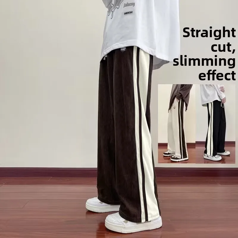 

Corduroy Straight Leg Loose Fit Trousers Youthful Casual Pants for Men Autumn Winter Faionable Long Trousers 2023 New Arrival