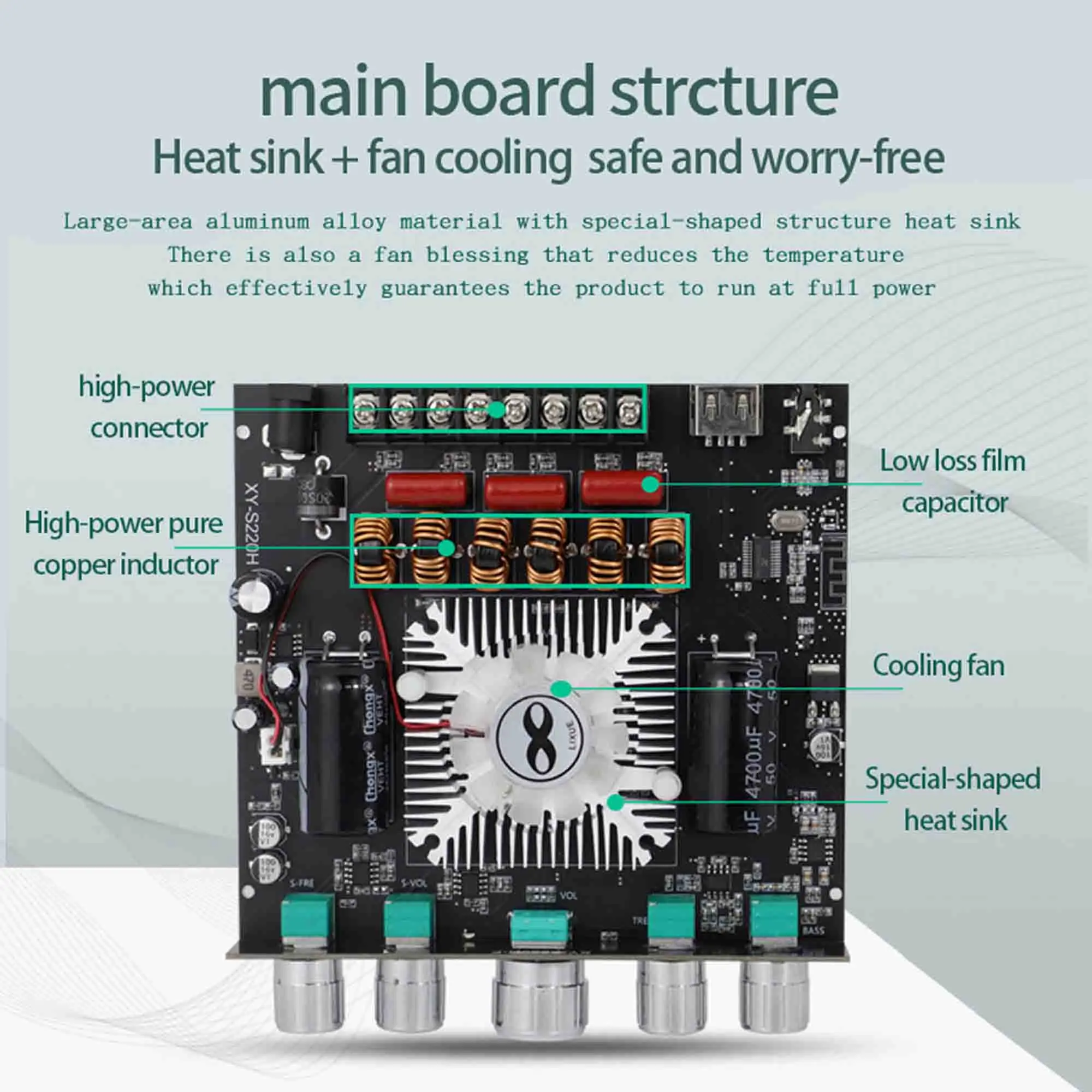S220H Bluetooth 5.0 Amplifier Board TDA7498E 2.1 Channel 160WX2+220W BBC