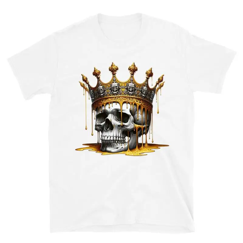 

Винтажная футболка с золотым черепом King, новинка с королевской короной