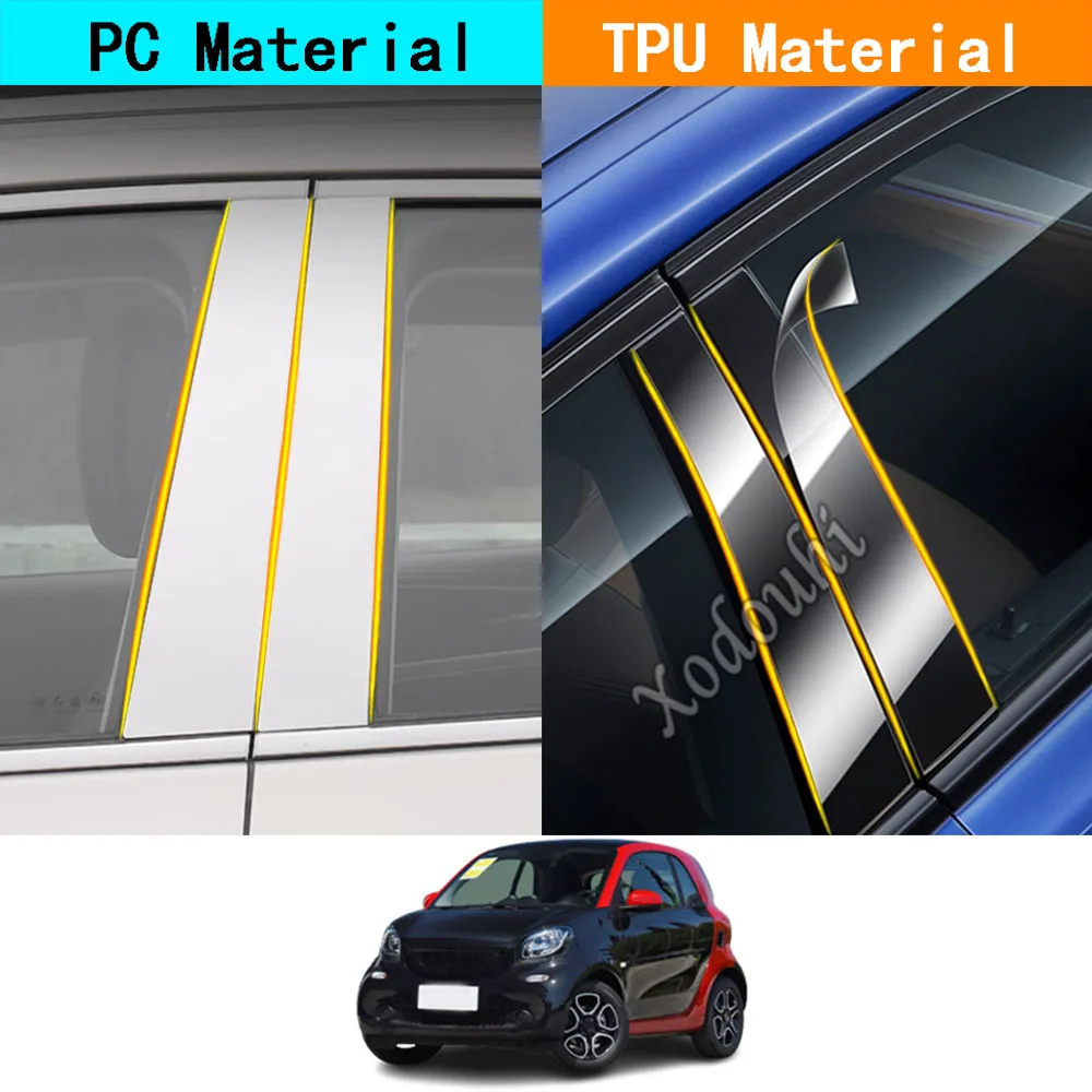 

Car TPU/Glossy Mirror Pillar Post Cover For Benz Smart Fortwo 2009 2010-2020 Door Trim Window Molding Stickers Accessories 2pcs