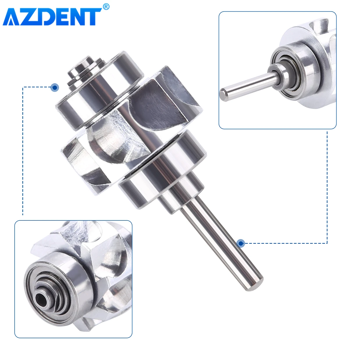 AZDENT Dental Cartridge Rotor fit Integrate E-generator LED High Speed Turbine Handpiece Standard Head Push Button 4 Spray