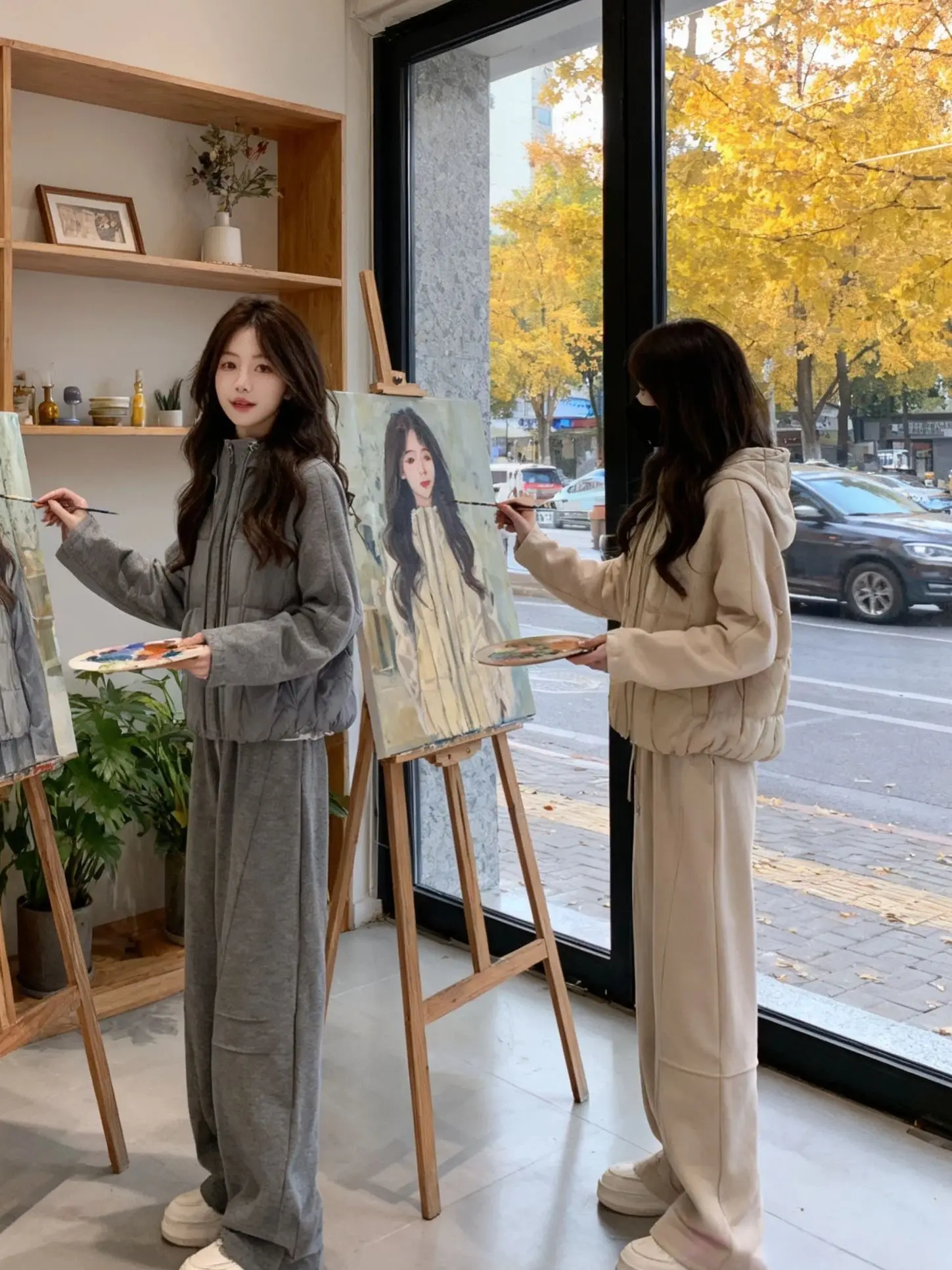 

Модный хлопковый костюм: куртка и повседневные брюки для женщин, зимний комплект, комфортный, теплый, омолаживающий образ