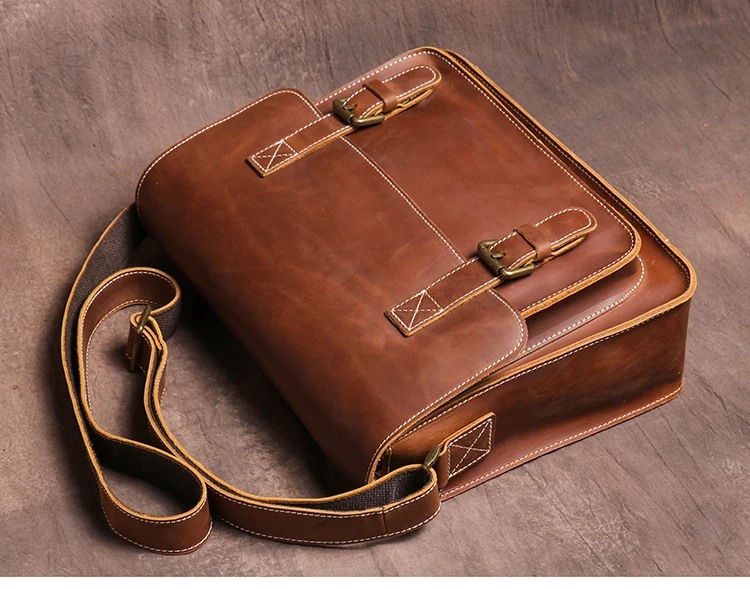 LUOKIR Retro Umhängetasche Crazy Horse Leder Schulter Tasche männer Echte Leder Crossbody Lokomotive Tasche Klassische Cambridge Tasche – Detail 6