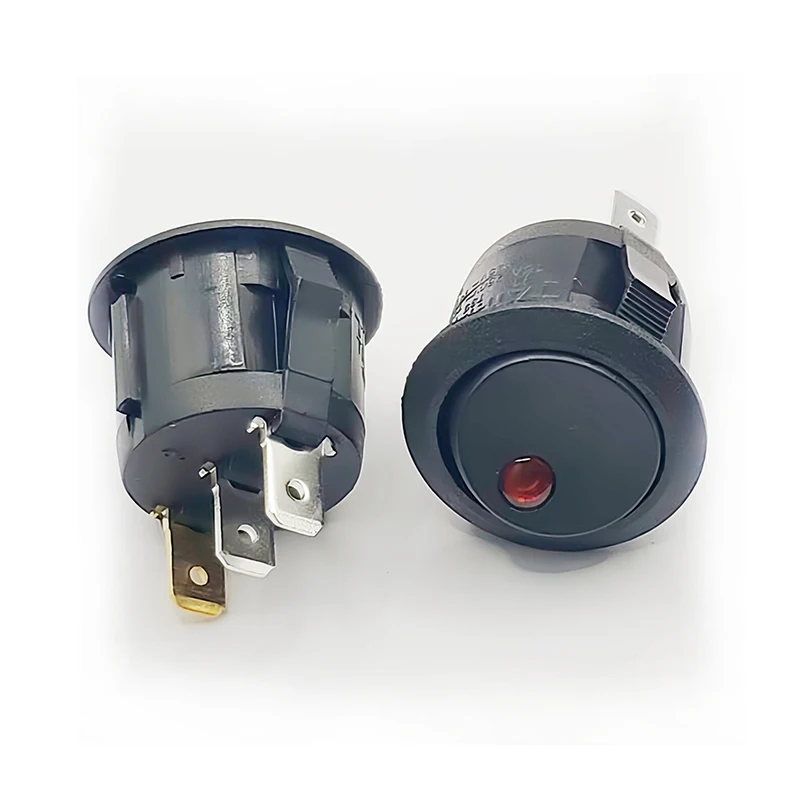 Circular button switch TH1 T85 T12515A 125/250V peep hole red light, opening 20mm, 3 pins, 2 positions