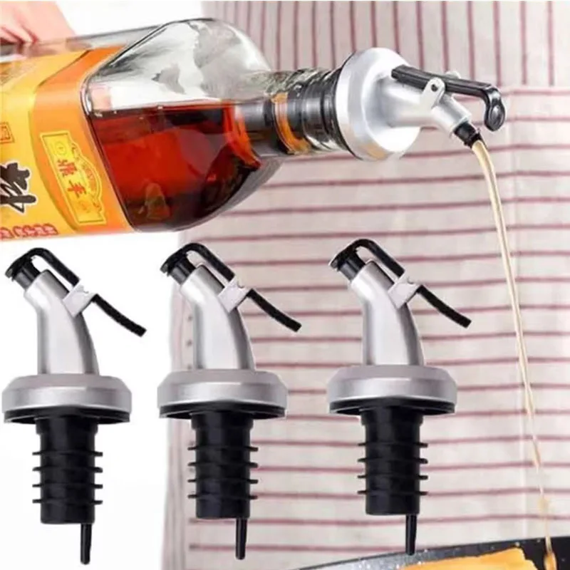 1-4Pcs Oil Bottle Stopper Cap Dispenser Sprayer Lock Wine Pourer Sauce Nozzle Liquor Leak-Proof Plug Bottle Stopper Kitchen Tool