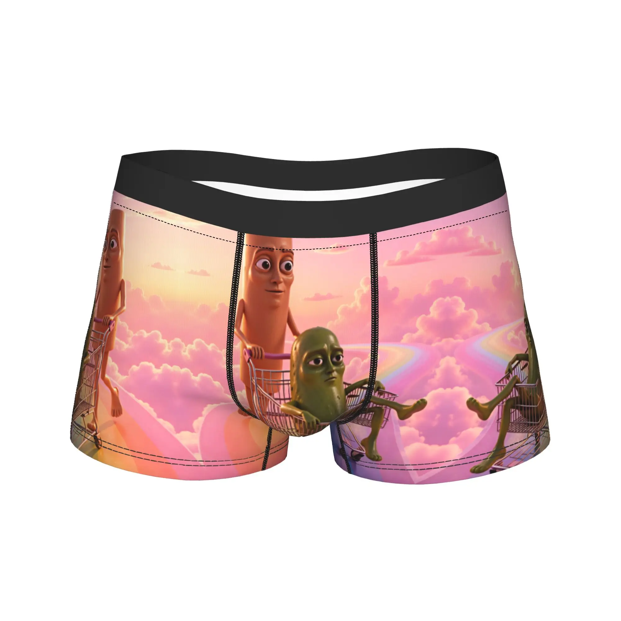 Tung Tung Sahur Pickle Shopping Cart Rainbow Meme Underwear Printed Boxershorts Hot Sale Men's Panties Comfortable Shorts Briefs