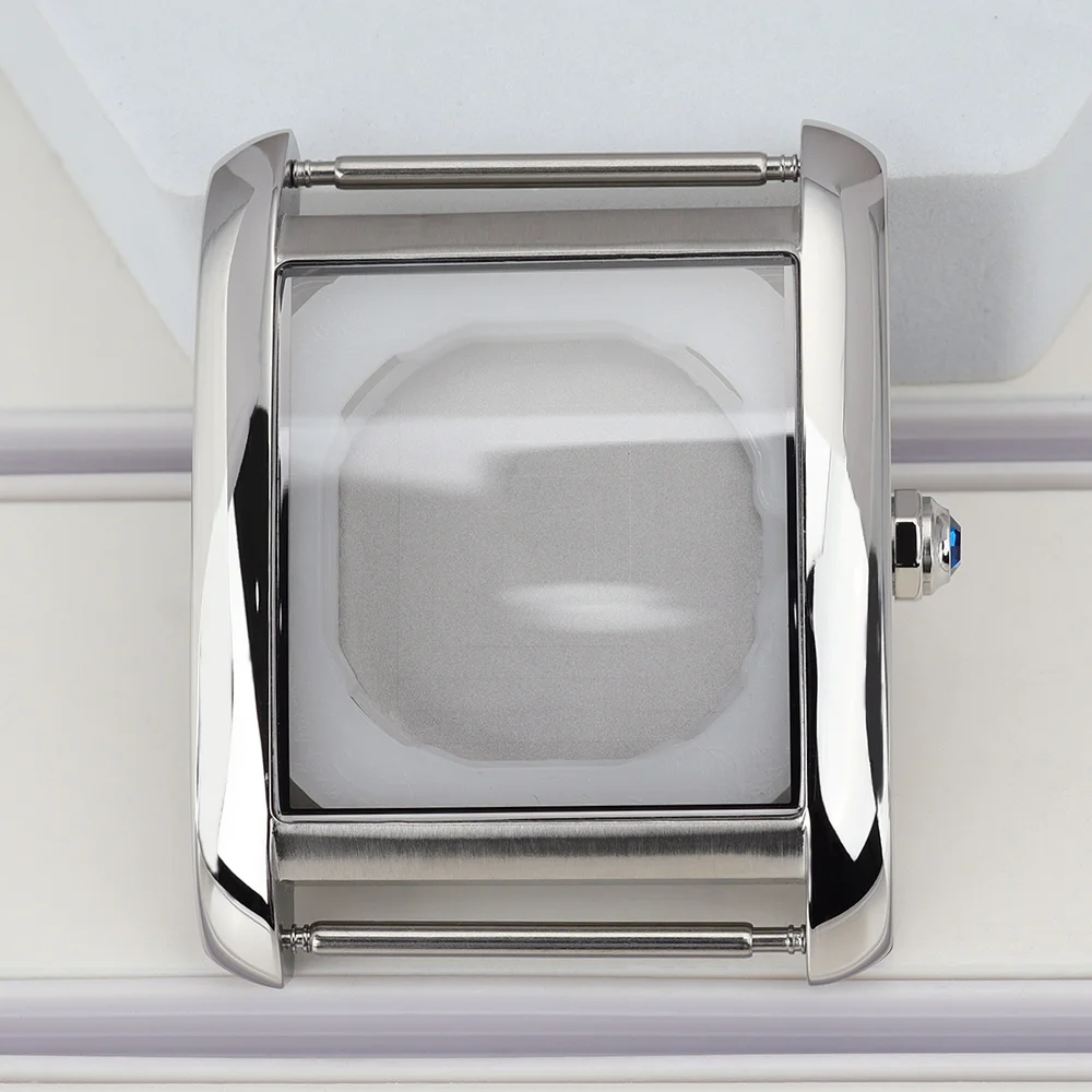 

For 34.6mm Silver Watch Case Stainless Steel Watch Assemble Repair parts Domed Sapphire Crystal Fit Miyota 2115 Quartz Movement