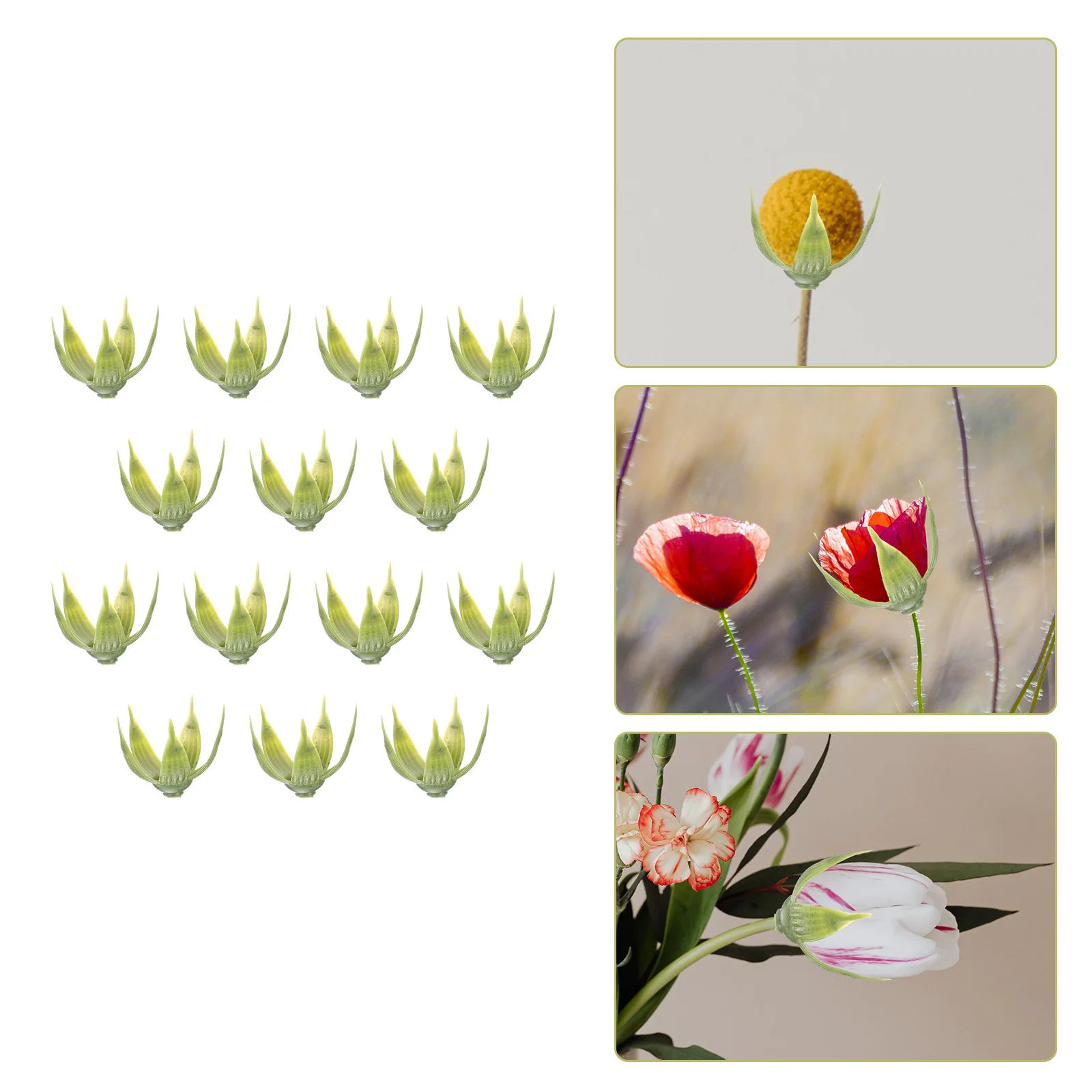 50 قطعة من البلاستيك زهرة اصطناعية الكالكس الأخضر الصراعي DIY بها بنفسك زهرة صنع مقلد الكالكسز البلاستيك الوردي الرادلة للحرف اليدوية