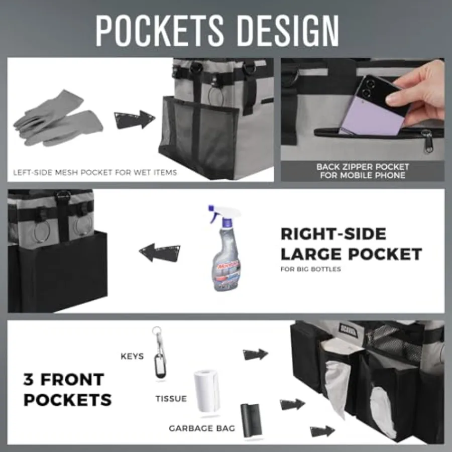 Wearable Cleaning Caddy Bag, Cleaning Caddy plies Organizer with Handle and Shoulder Straps for Housekeepers, Under Sink and Ca