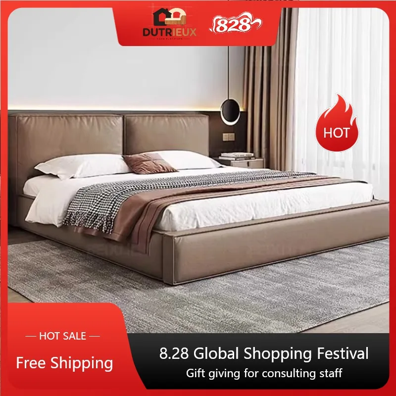 Minimalist European Double Bed Leg Aesthetic Modern King Size Twin Bed Frame Headboard Luxury Master Cama De Casal Furniture