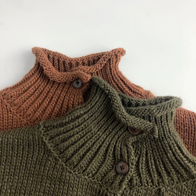 Autumn Winter Children Clothing Kids Knitted Cardigan Long Sleeved Solid Color Casual Loose Sweater Coat Baby Girl Boys Cardigan