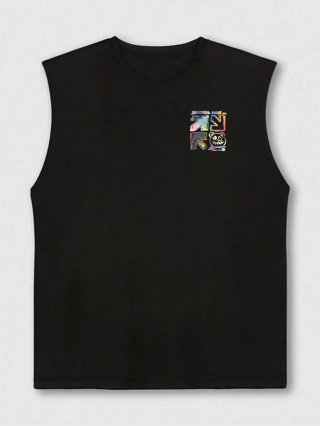 100% pure cotton men's summer fashionable casual sports loose trendy brand pattern printed round neck sleeveless vest