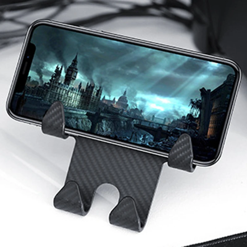 Carbon Fiber Mobile Phone Holder Car Seat Headrest Hook Car Vehicle Universal Holder Handbag Purse Coat Car Interior Accessories