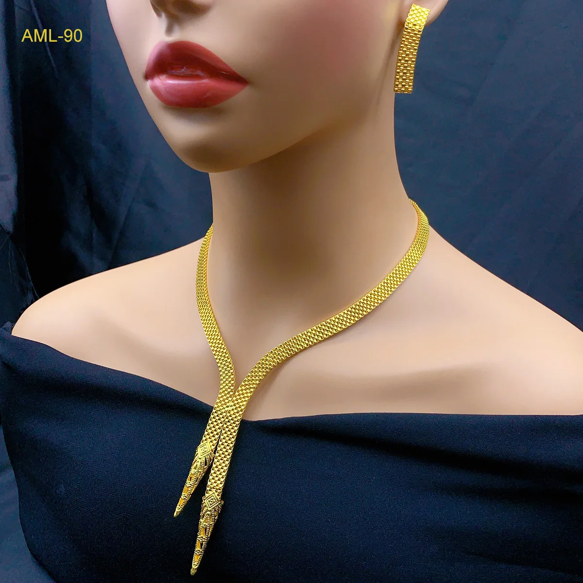 Dubai Designer Necklace Earrings Jewelry Set For Women Gold Plated Nigeria Indian African Bridal Wedding Party Gift Jewellery