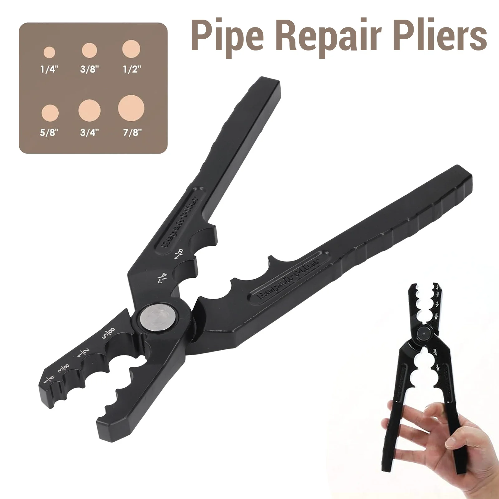 Copper Pipe Repair Pliers 6 Holes 1/4 3/8 1/2 5/8 3/4 7/8 Inch Manual Copper Tube Rounder Copper Pipe Repair Pliers