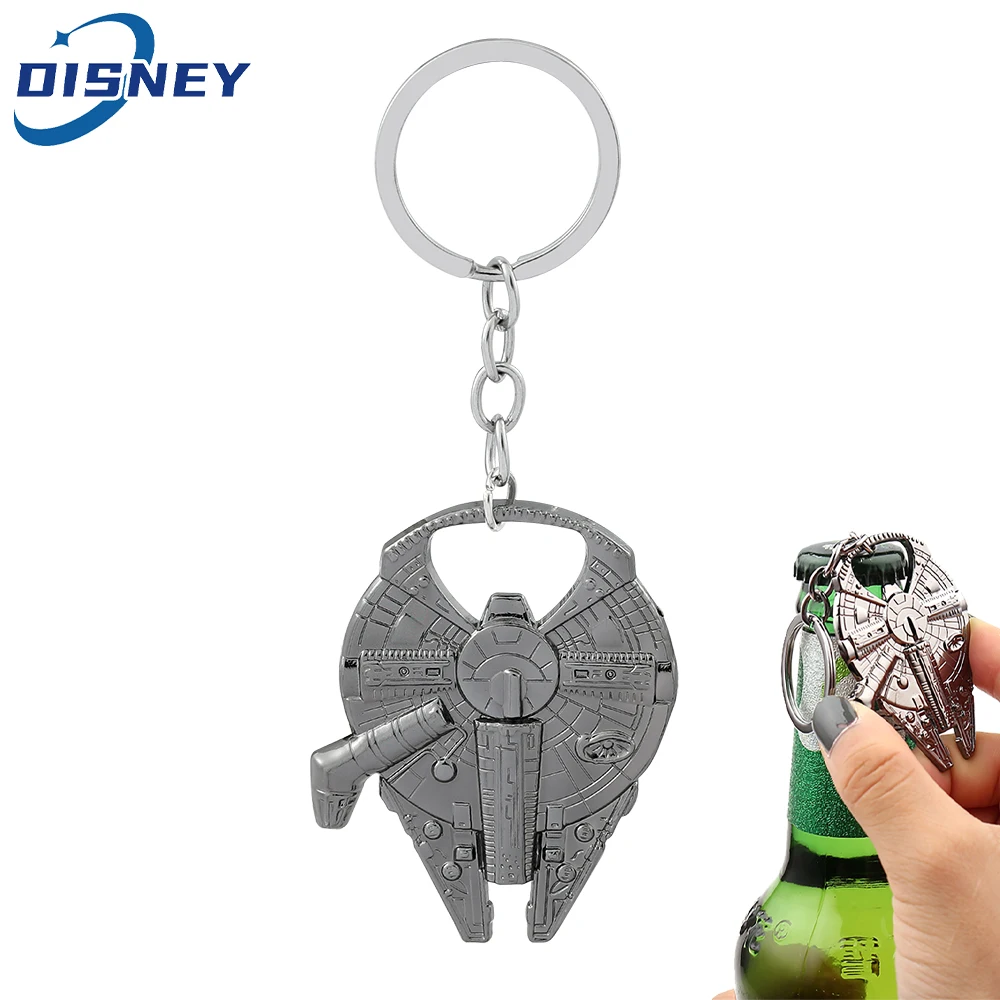 Disney Star Wars Keychain Spaceship Darth Vader Robot BB 8 Metal Pendant KeyRings Beer Bottle Opener Movie Jewelry for Men Gifts