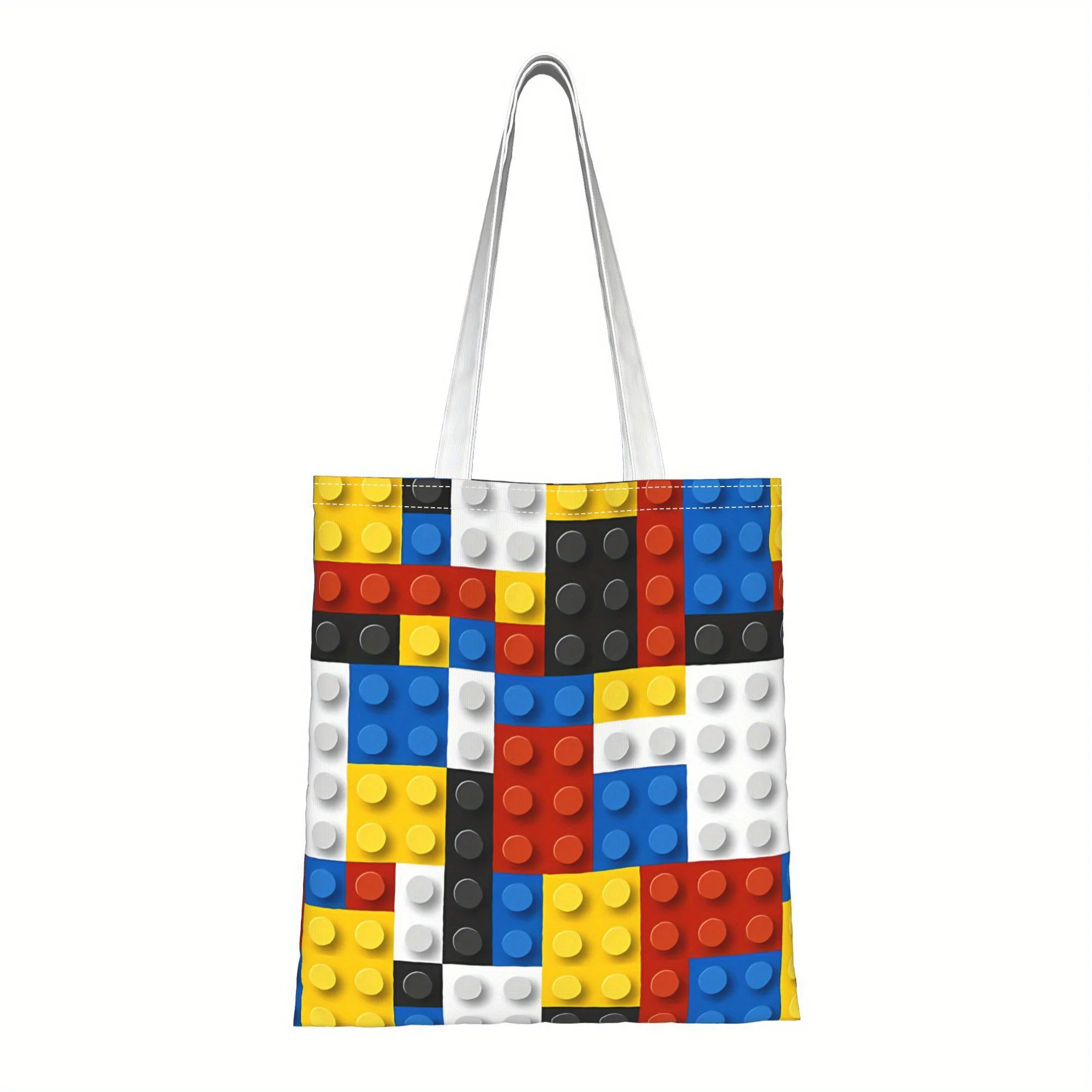A Mondrian block style pattern printed canvas tote bag, suit