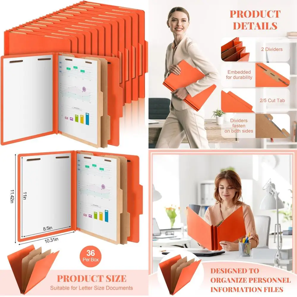 

36 Pcs Classification Folders Letter Size, 2 Divider Pressboard File Folders with 3. 5 Inch Expansion, 2 Prongs Fastener, Heavy
