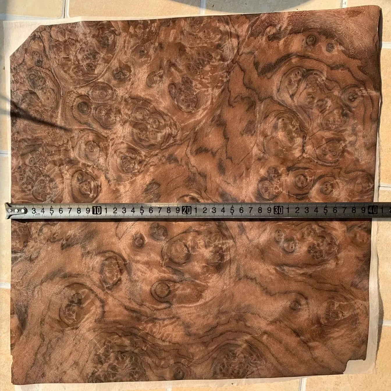 Natural Black Walnut Burl Wood Veneer for Furniture and Instruments - about 0.2mm Thick