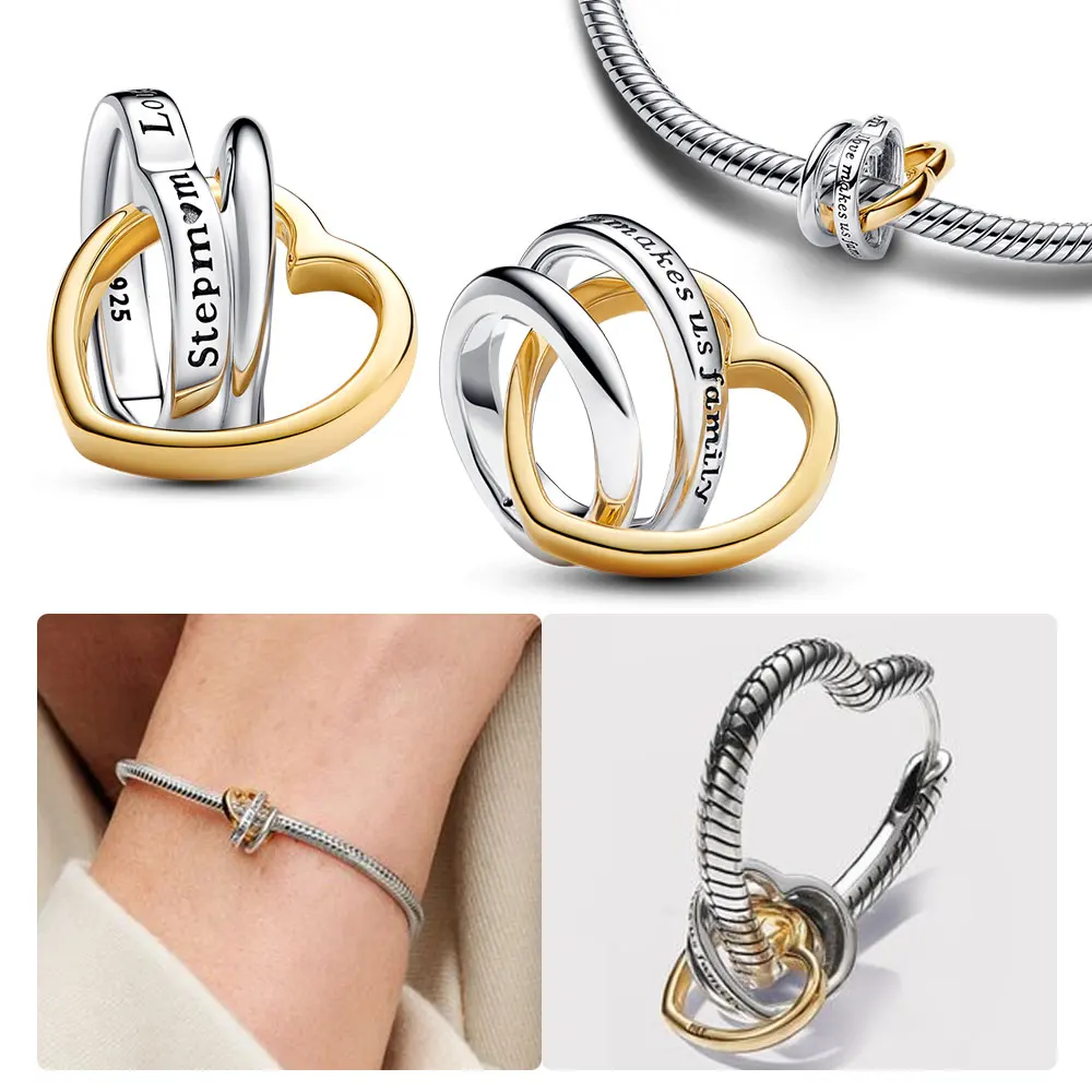 New Charm Crown Drape Family Bead Heart Jewelry Flower Charm Suitable Bracelet Fashion Pendant Mother Gift image 6