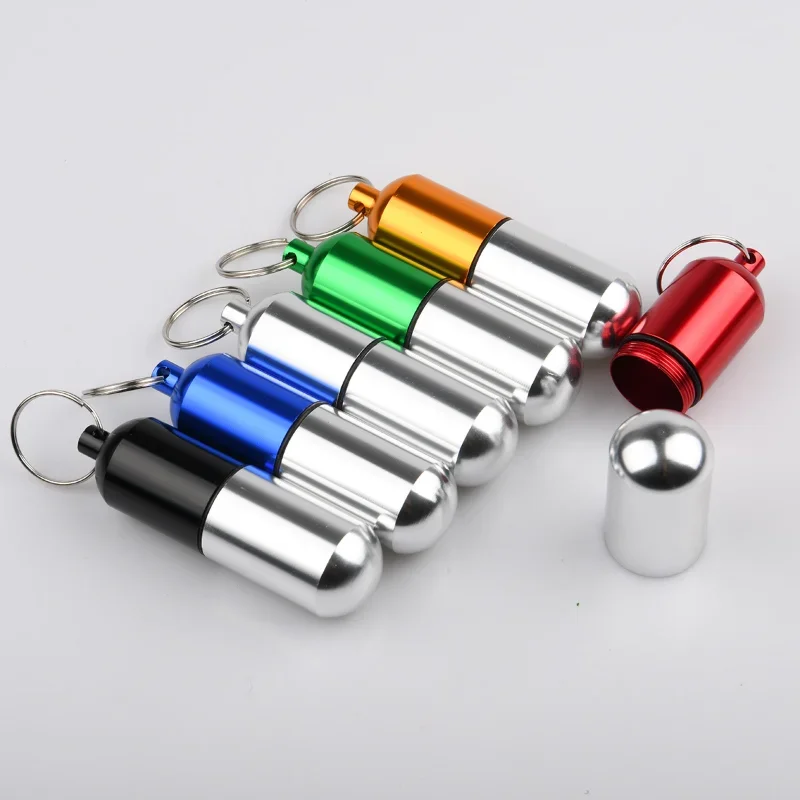 Pill Holder Portable Waterproof Metal Capsule Box Keychain Pill Case Storage