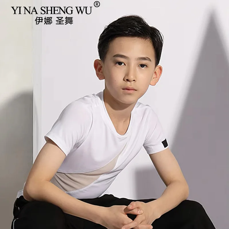 الأطفال قصيرة الأكمام اللاتينية الرقص الأعلى الرجال الربط تصميم الرقص الشرقي الرقص الحديث التانغو تنورة رقص الرقص اللاتينية قصيرة #2