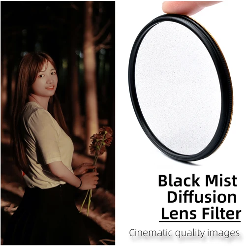 Imagen 2 del producto Filtro Black Mist Lightdow 1/2 1/ 4 1/8 Filtro de Lente de difusión de Niebla Negra 49 mm - 82 mm para fotografía de retratos