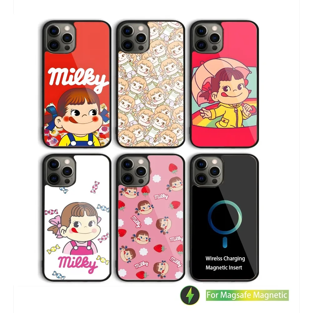 F-Fujiya Milky Peko Chan Phone Case For iPhone 15,14,13,12,11,Plus,Pro,Max Mini Magsafe Magnetic Wireless Charging