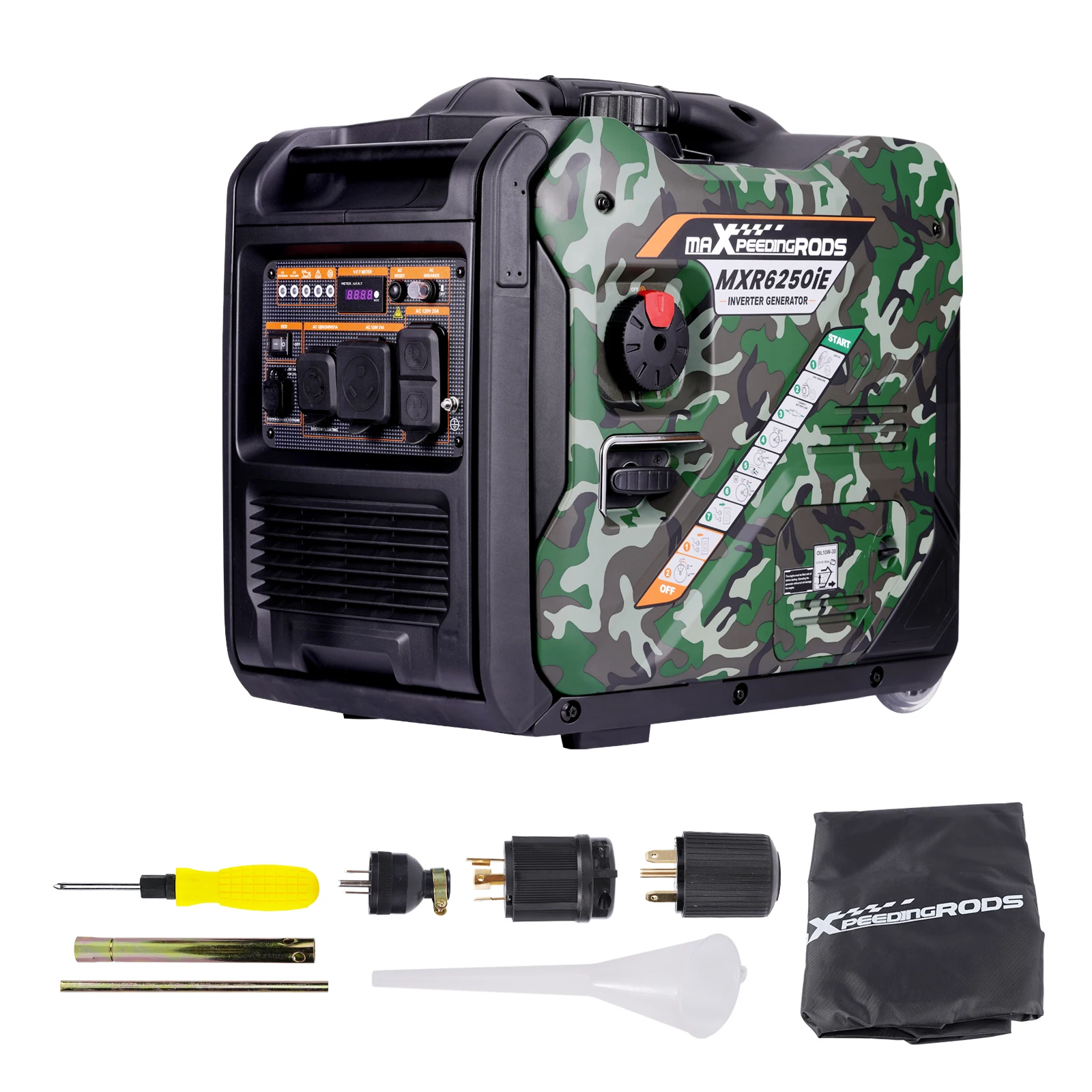 Gasoline 5500 Peak / 5000 Rated Watt 120V/240V Generator Inverter with Wheel Kit for RV