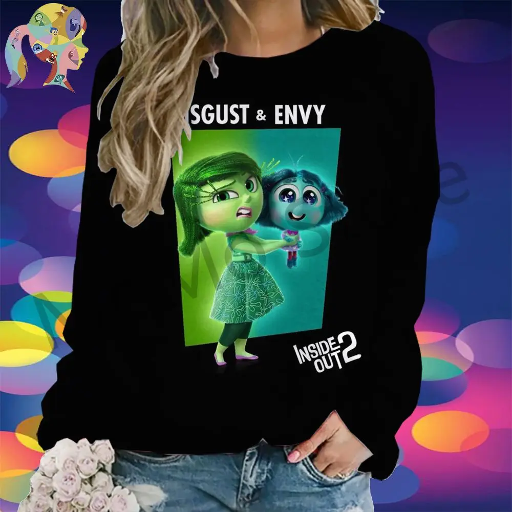 Women's Long Sleeve Sweatshirts Disney Inside Out Kawaii New 3D Print Lovely Hoodie Autumn Clothes Leisure S-3XL Woman Fashion