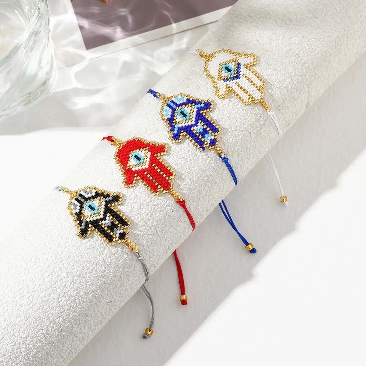 Spanish Rice Transparent ZGMXR Rice bead bracelet Devil's eye Design Individuality Hand knitting ...