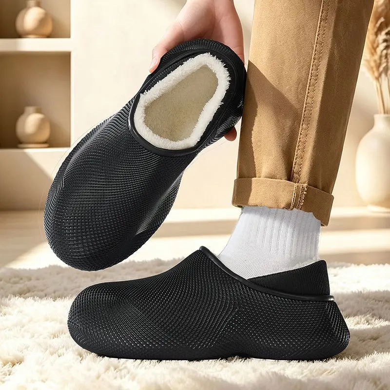 Winter Waterproof Eva Cotton Slippers Women Warm Thick Platform Plush Clogs Shoes Woman Lightweight Non Slip Home Fur Slippers
