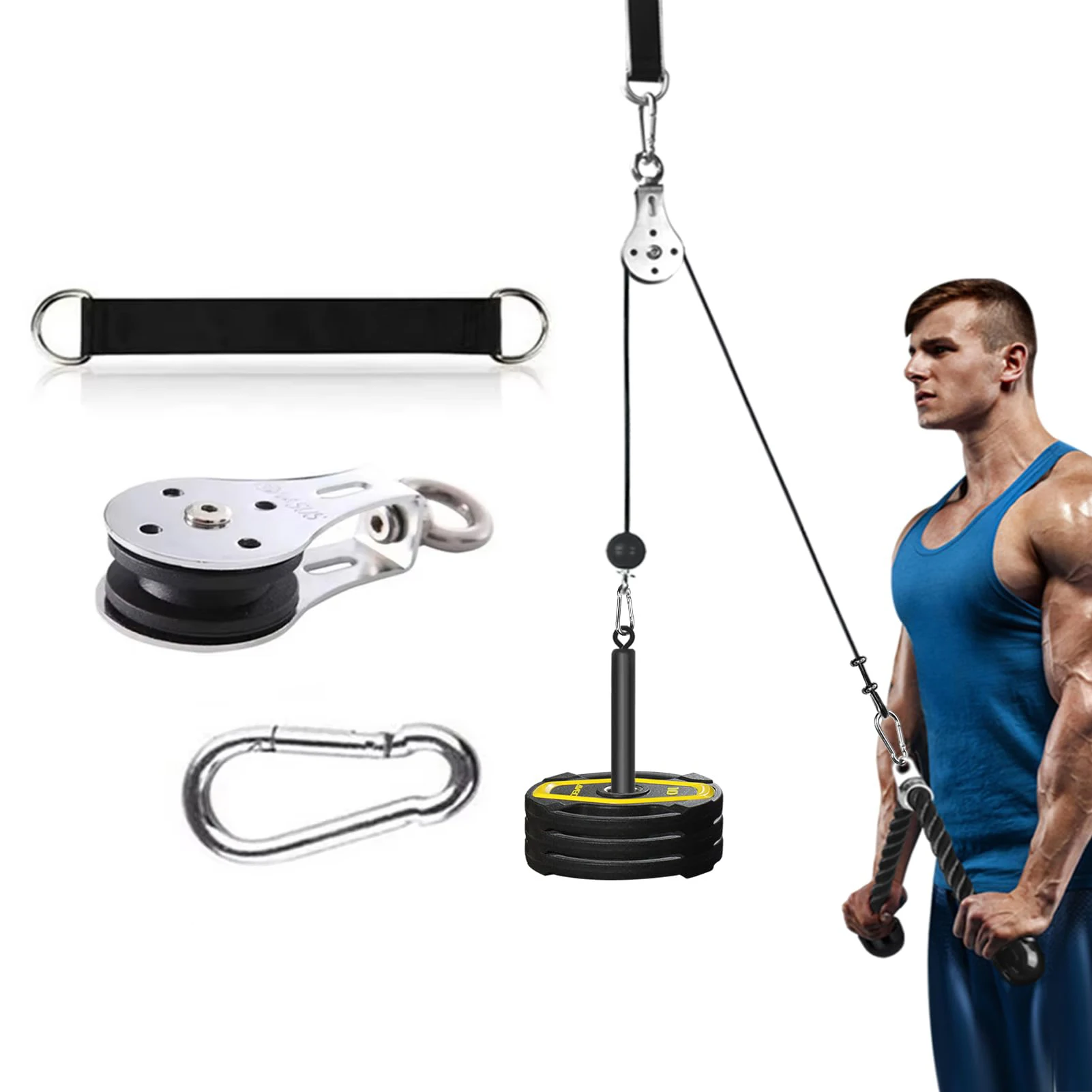 Silent Gym Cable Pulley Rotation 360 Degree Stainless Steel Surface Smooth Durable Attachment for DIY Home Gym Pulley System