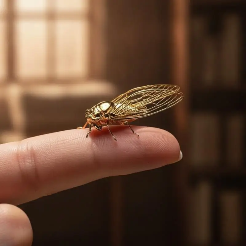 Cicada Figurine Mini Retro Alloy Animal Statue Durable Artistic Insect Sculpture for Gallery Display Decor