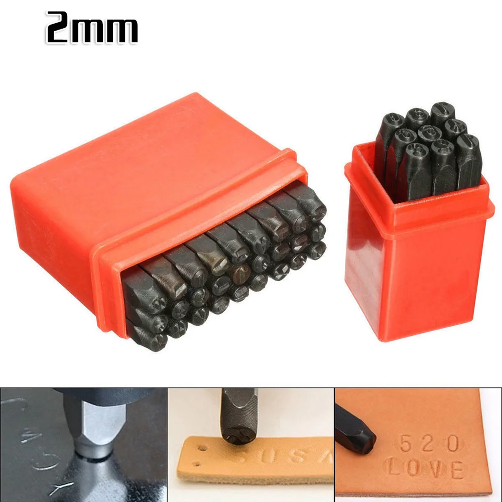 Hand Tools Stamps Plastic Box Plastic box 2/2.5/3/4/5/6/8mm Number & Letter Number & letter Puncher 36pcs Tools Alphabet